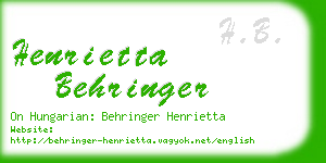 henrietta behringer business card
